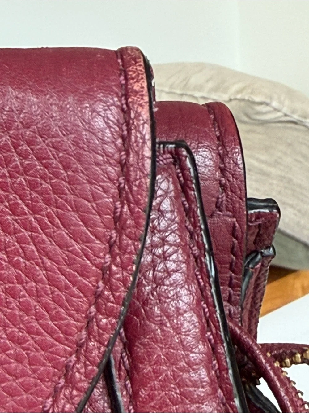 Kate Spade Burgundy Pebbled Leather Cobble Hill Adrien Satchel Bag
